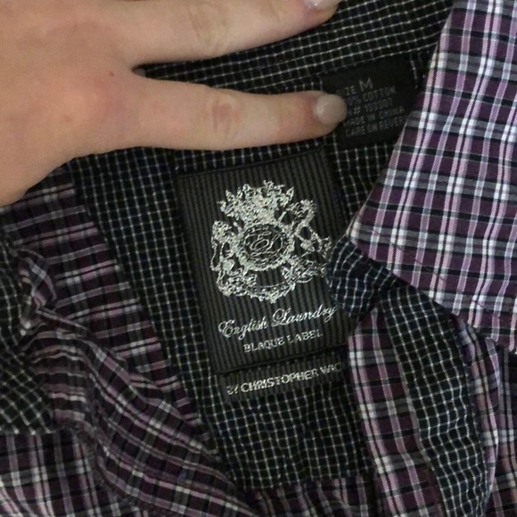 Purple Checkered Men's Dress Shirt - Picture 4 of 7